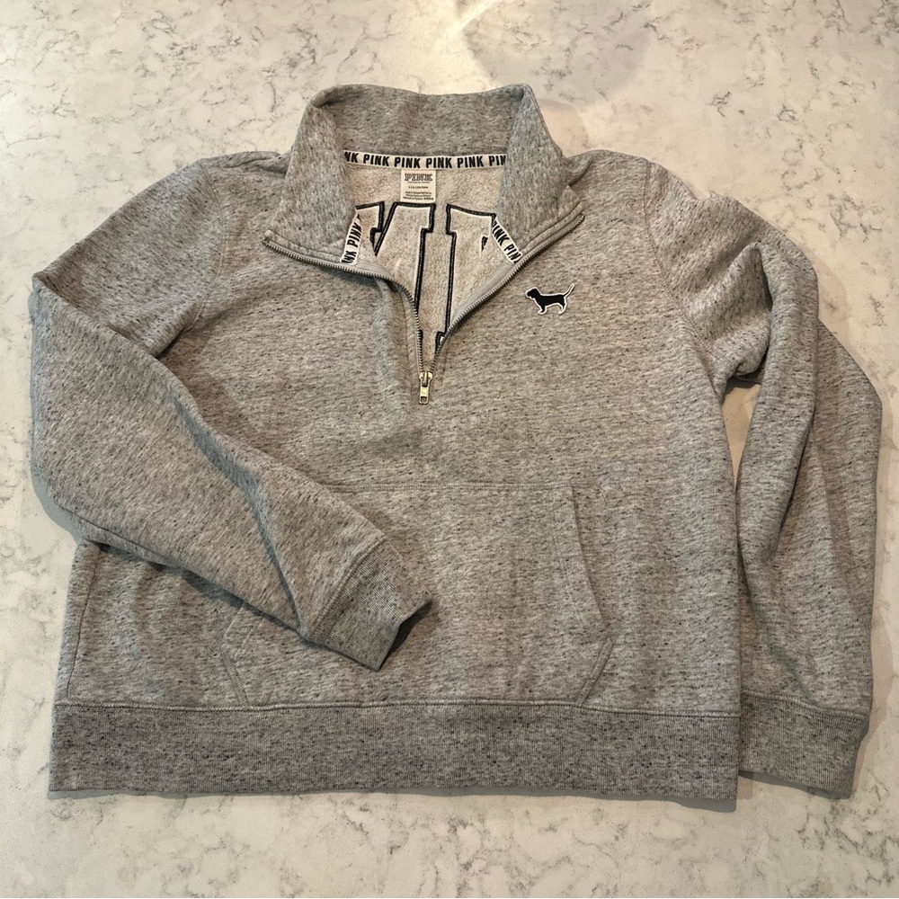 PINK Victoria's Secret Gray Zip-Up Sweater